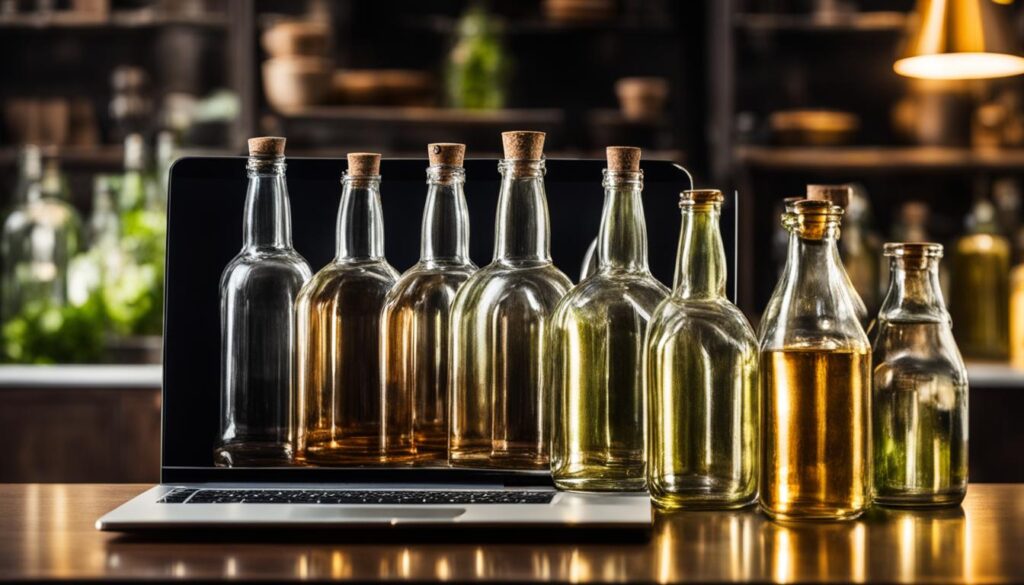 Venda online de garrafas de vidro vazias