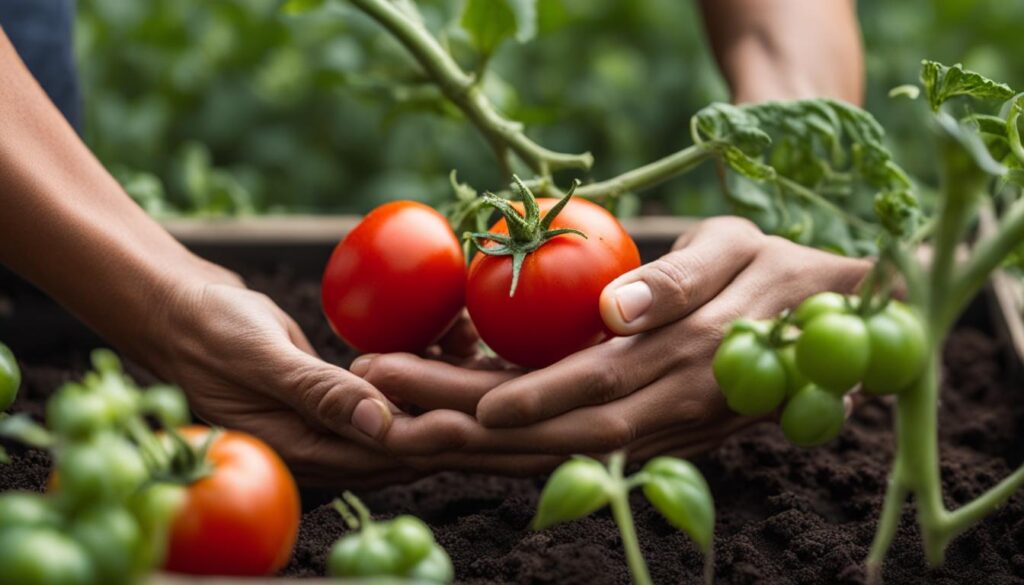 Colheita de vegetais e reprodução de mudas