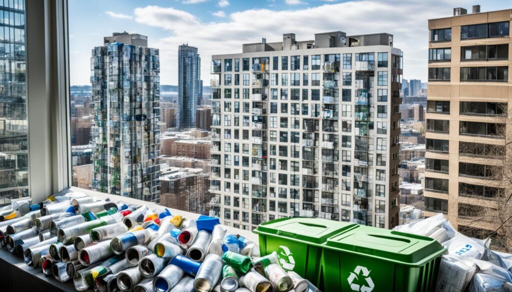 Impacto ambiental da reciclagem em prédios.