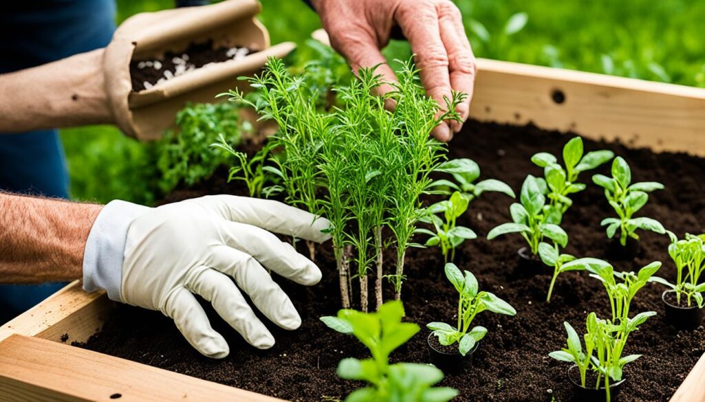 Plantio de plantas repelentes de insetos para manter pragas afastadas