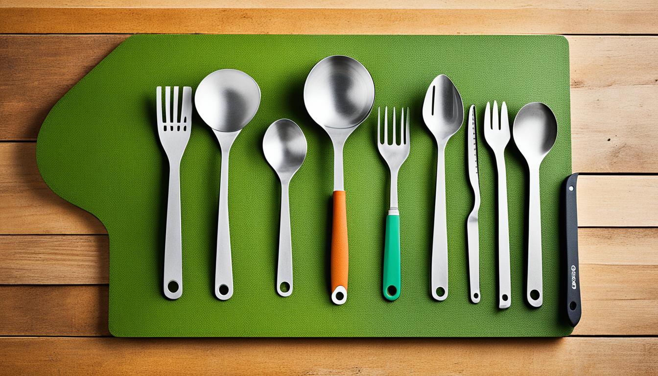 Utensílios de cozinha sustentáveis feitos de materiais reciclados